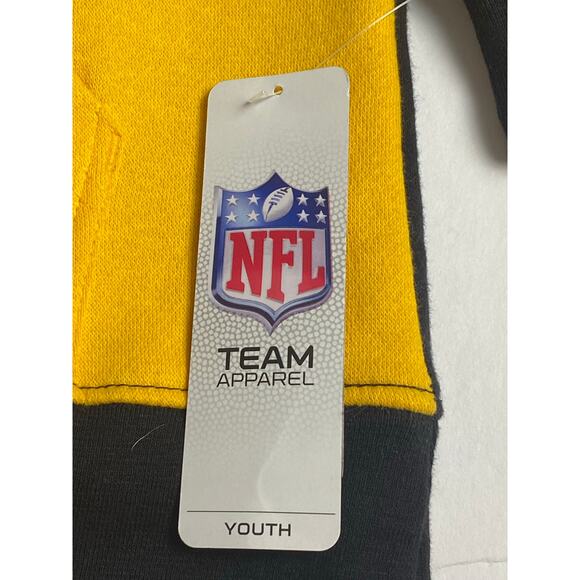 NFL Team Apparel Youth Steelers Black Yellow Pullover Hoodie Size XXL (18) - Picture 5 of 6